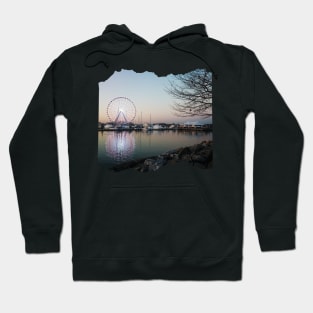 Sunset by the ocean city in USA photography design carousel Hoodie